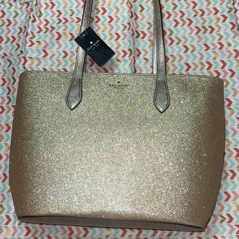Kate Spade Gold Glitter Tote Bag
